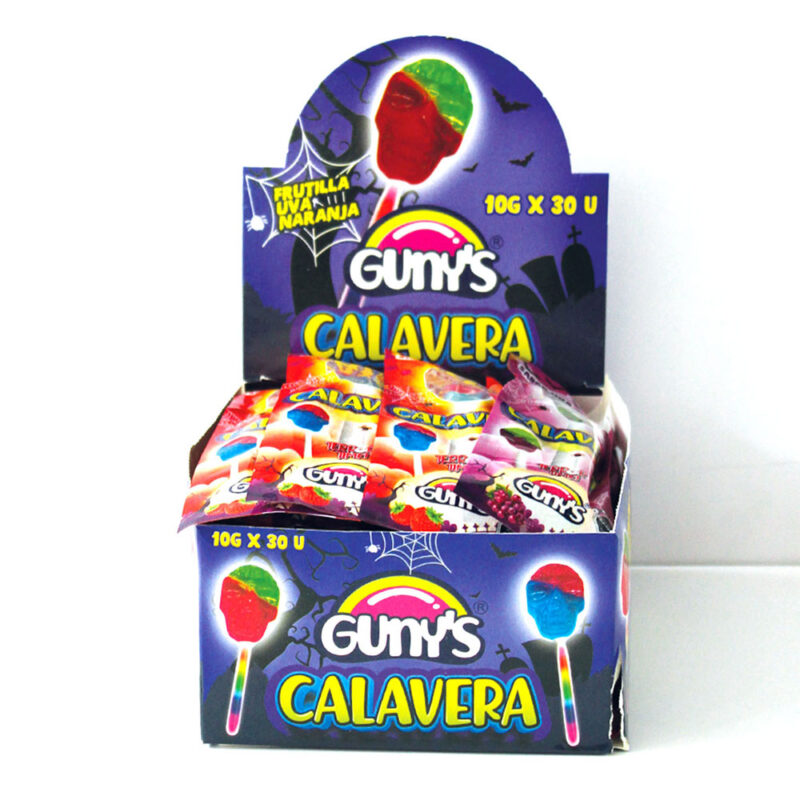 Lolipop Neón Calavera Frutilla/Naranja/Uva